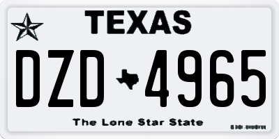 TX license plate DZD4965