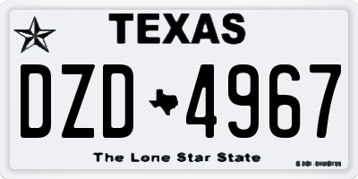 TX license plate DZD4967