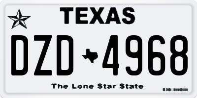 TX license plate DZD4968