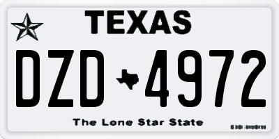 TX license plate DZD4972