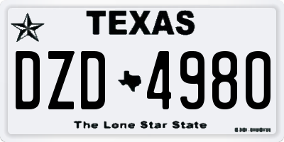 TX license plate DZD4980