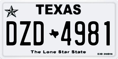 TX license plate DZD4981