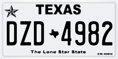 TX license plate DZD4982