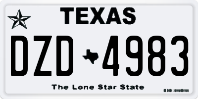 TX license plate DZD4983