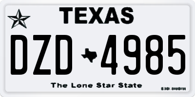 TX license plate DZD4985