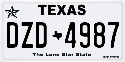 TX license plate DZD4987