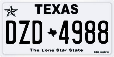 TX license plate DZD4988