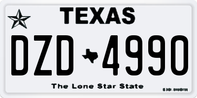 TX license plate DZD4990