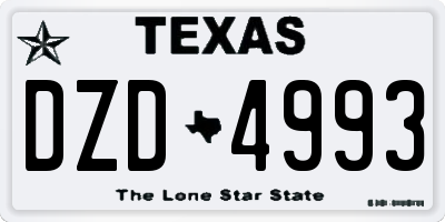 TX license plate DZD4993