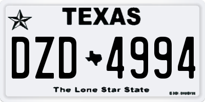 TX license plate DZD4994