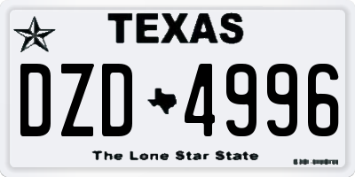 TX license plate DZD4996