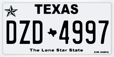 TX license plate DZD4997