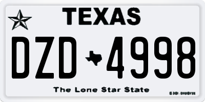 TX license plate DZD4998