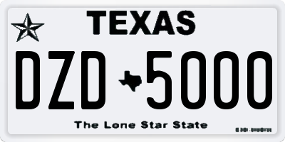 TX license plate DZD5000