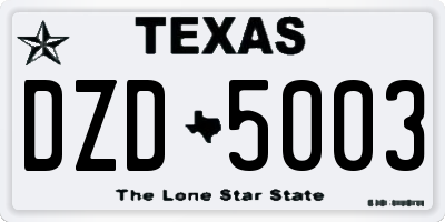 TX license plate DZD5003