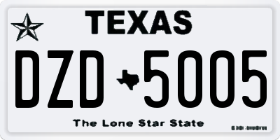 TX license plate DZD5005