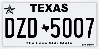 TX license plate DZD5007