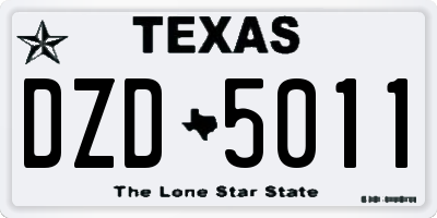 TX license plate DZD5011