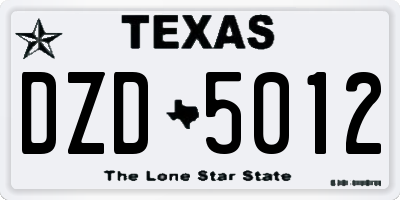 TX license plate DZD5012