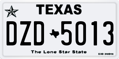 TX license plate DZD5013