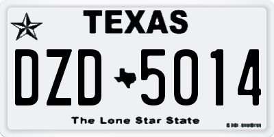 TX license plate DZD5014