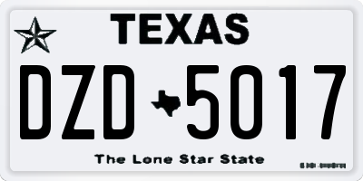 TX license plate DZD5017