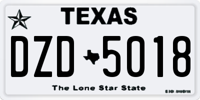 TX license plate DZD5018