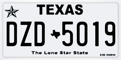 TX license plate DZD5019