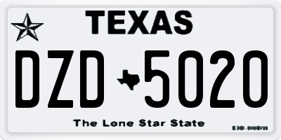 TX license plate DZD5020