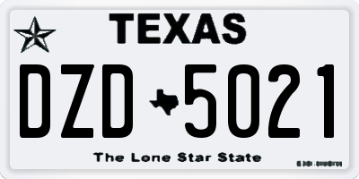 TX license plate DZD5021
