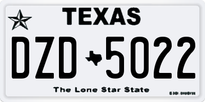 TX license plate DZD5022