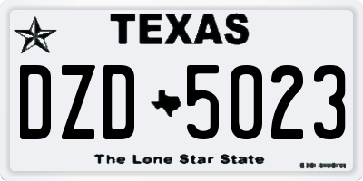 TX license plate DZD5023