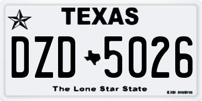 TX license plate DZD5026