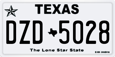 TX license plate DZD5028