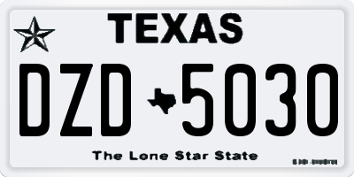 TX license plate DZD5030