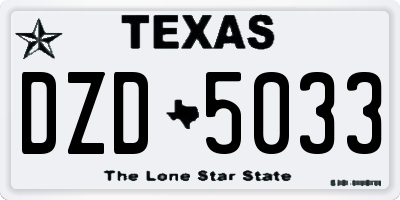 TX license plate DZD5033