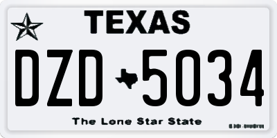 TX license plate DZD5034
