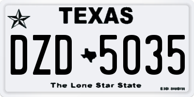 TX license plate DZD5035
