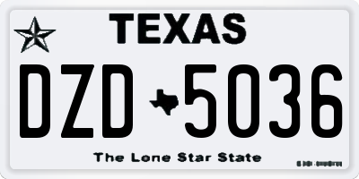 TX license plate DZD5036