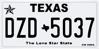 TX license plate DZD5037