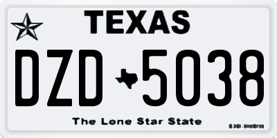 TX license plate DZD5038