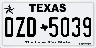 TX license plate DZD5039