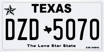TX license plate DZD5070