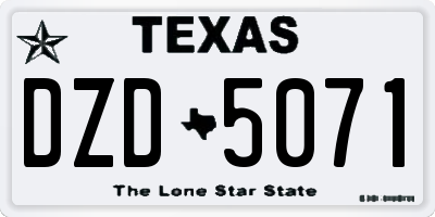 TX license plate DZD5071