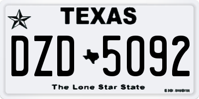 TX license plate DZD5092