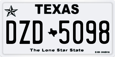 TX license plate DZD5098