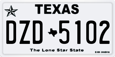 TX license plate DZD5102
