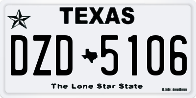 TX license plate DZD5106
