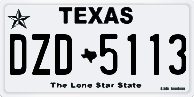 TX license plate DZD5113