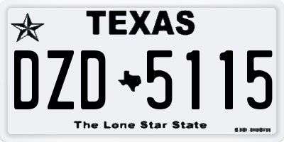 TX license plate DZD5115